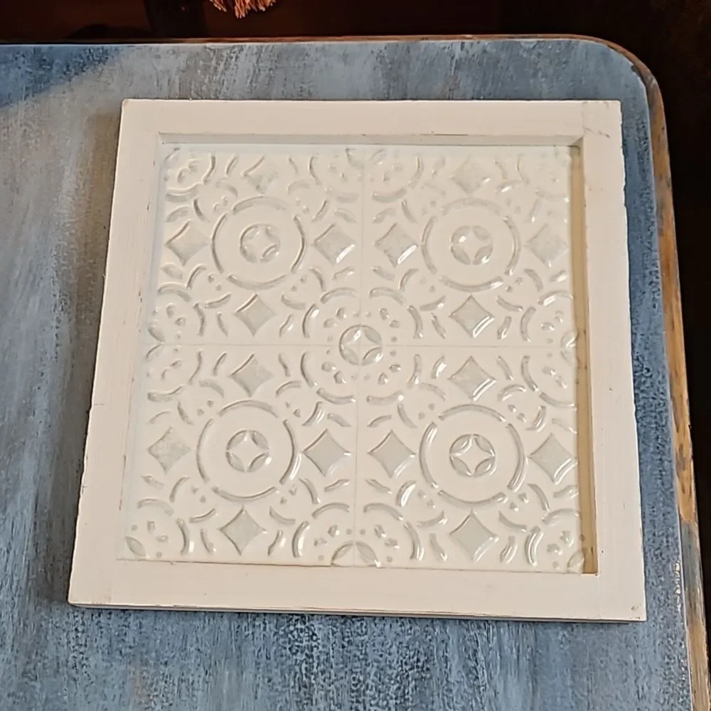 NWT Hobby Lobby White Tin Framed Wall Art Panels | 10